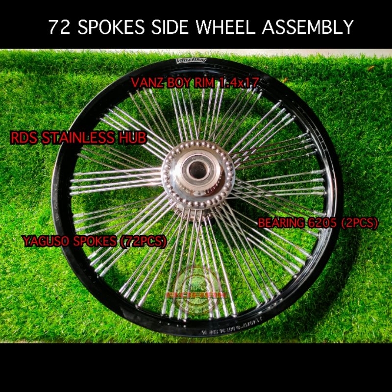 72 SPOKES SIDE WHEEL ASSEMBLY RDS HUB/VANSBOY RIM/YAGUSO SPOKES WITH ...