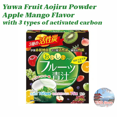 YUWA Fruits Aojiru Young Barley Leaves Powder Apple Mango Flavor with