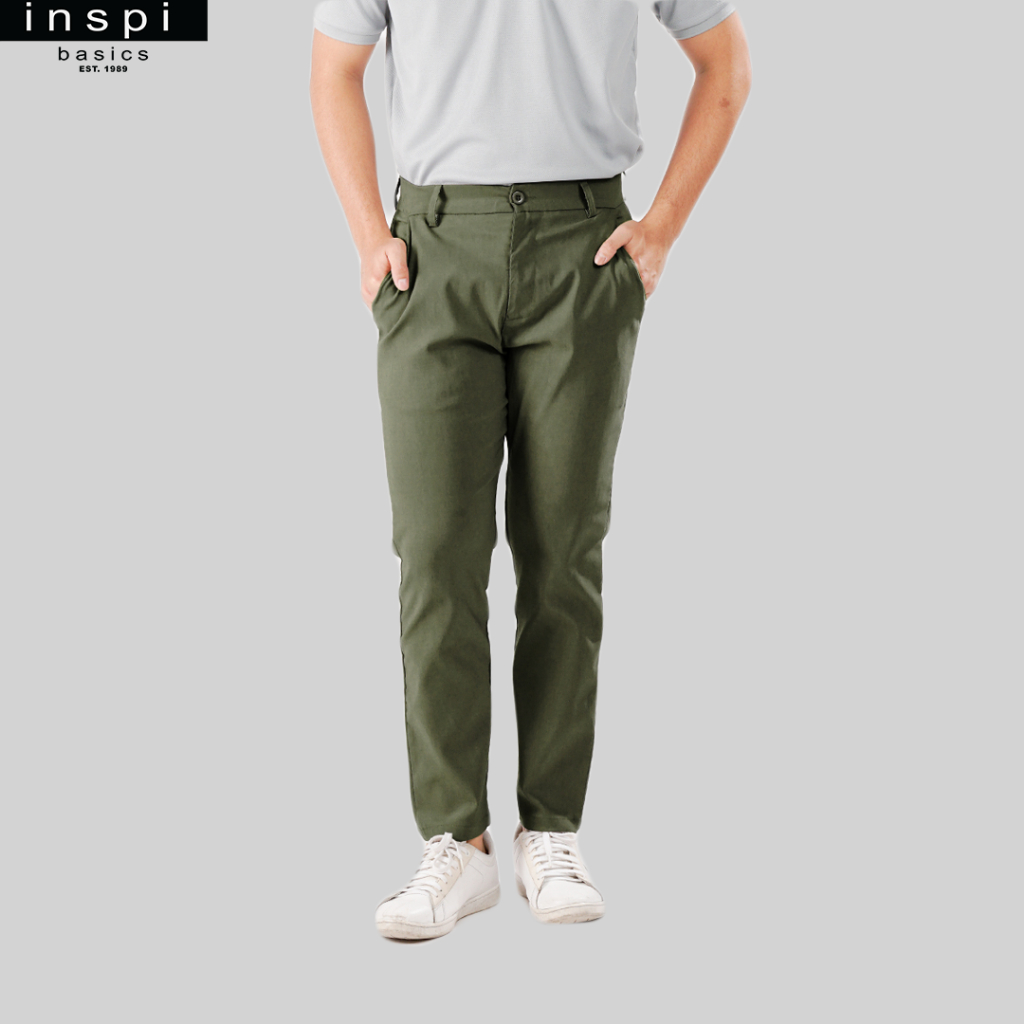 INSPI Basics Trouser Pants for Men w/ Pockets & Beltloop High Waist ...