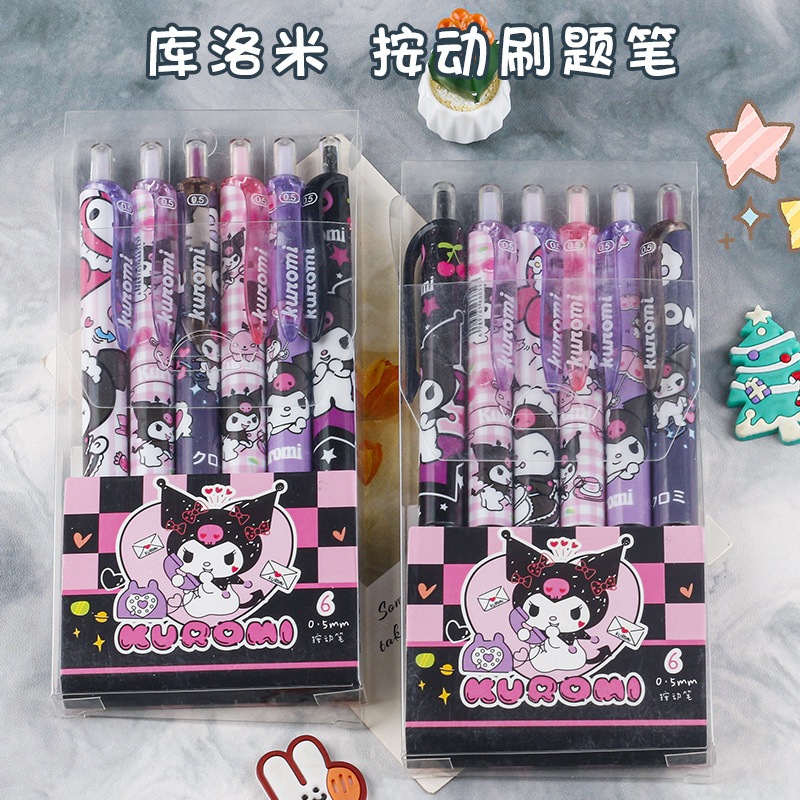 Sanrio Melody 6Pcs Set Kuromi Gel Pen Sanrio Presses Ballpen Unisex Gel Pen 0 5 Babe Supply