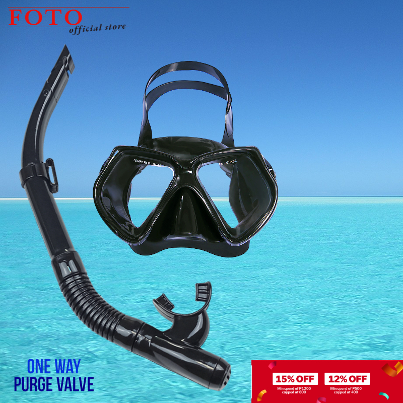 FOTO Snorkeling Set for Adult Diving Mask with Snorkel Adjustable Strap ...