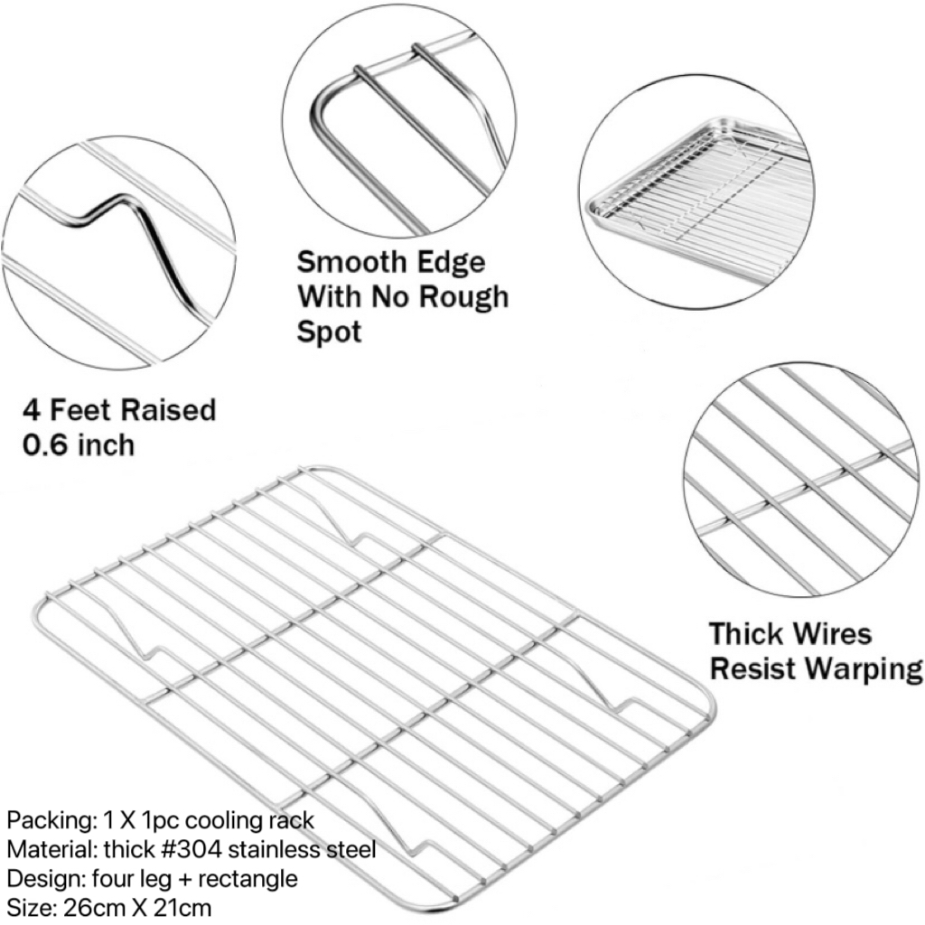 Set cooling rack with tray,steam racks,baking basket,draining rack,BBQ ...