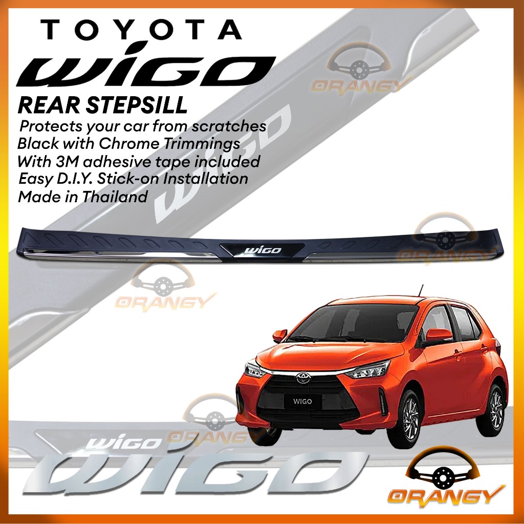 ALL NEW Toyota Wigo 2023 to 2025 OEM Rear Stepsill Black Chrome Bumper ...