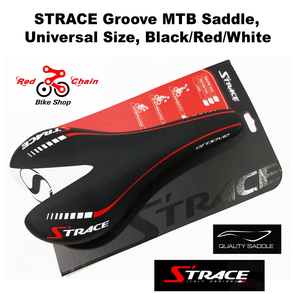 STRACE [DDK] MTB Saddle GROOVE, color Black-White-Red (Authentic ...