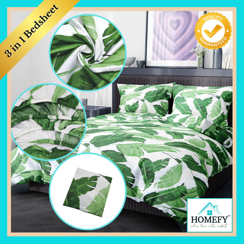 Homefy PH 3in1 Bedsheet Bedding Set ( 2 pillowcases and 1 fitted Sheet