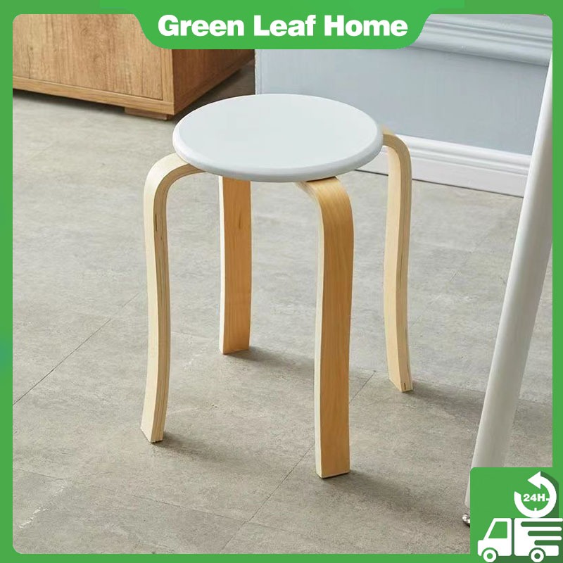 Nordic Dining Stool Round Stool Chair Solid Wood Stool 100KG Load
