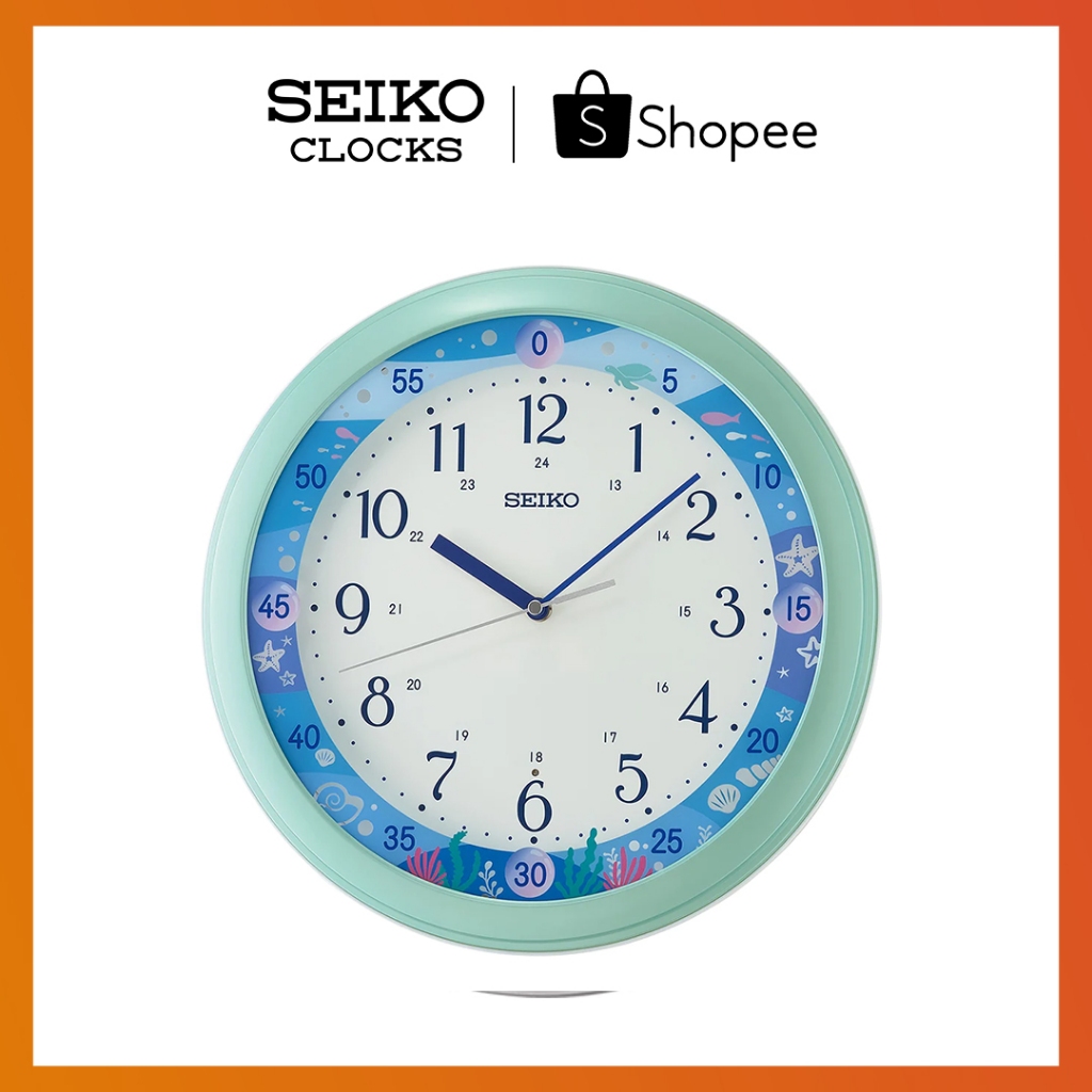 Seiko Wall Clock QHA010M White Dial Green Case 33cm