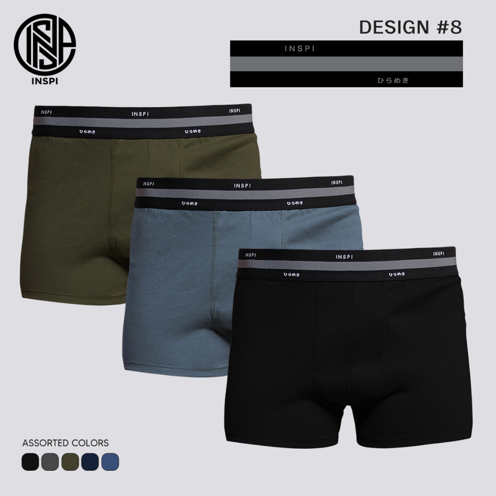 INSPI Basics 3pcs Set Boxer Brief for Man Random Colors Boxers Shorts ...