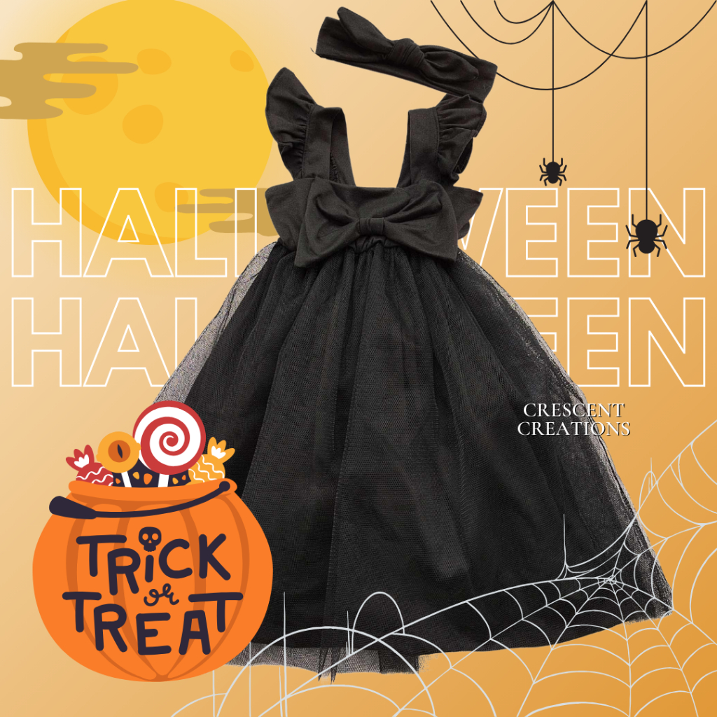 Wednesday Adam Halloween Baby Girl Costume Black Dress Tulle skirt