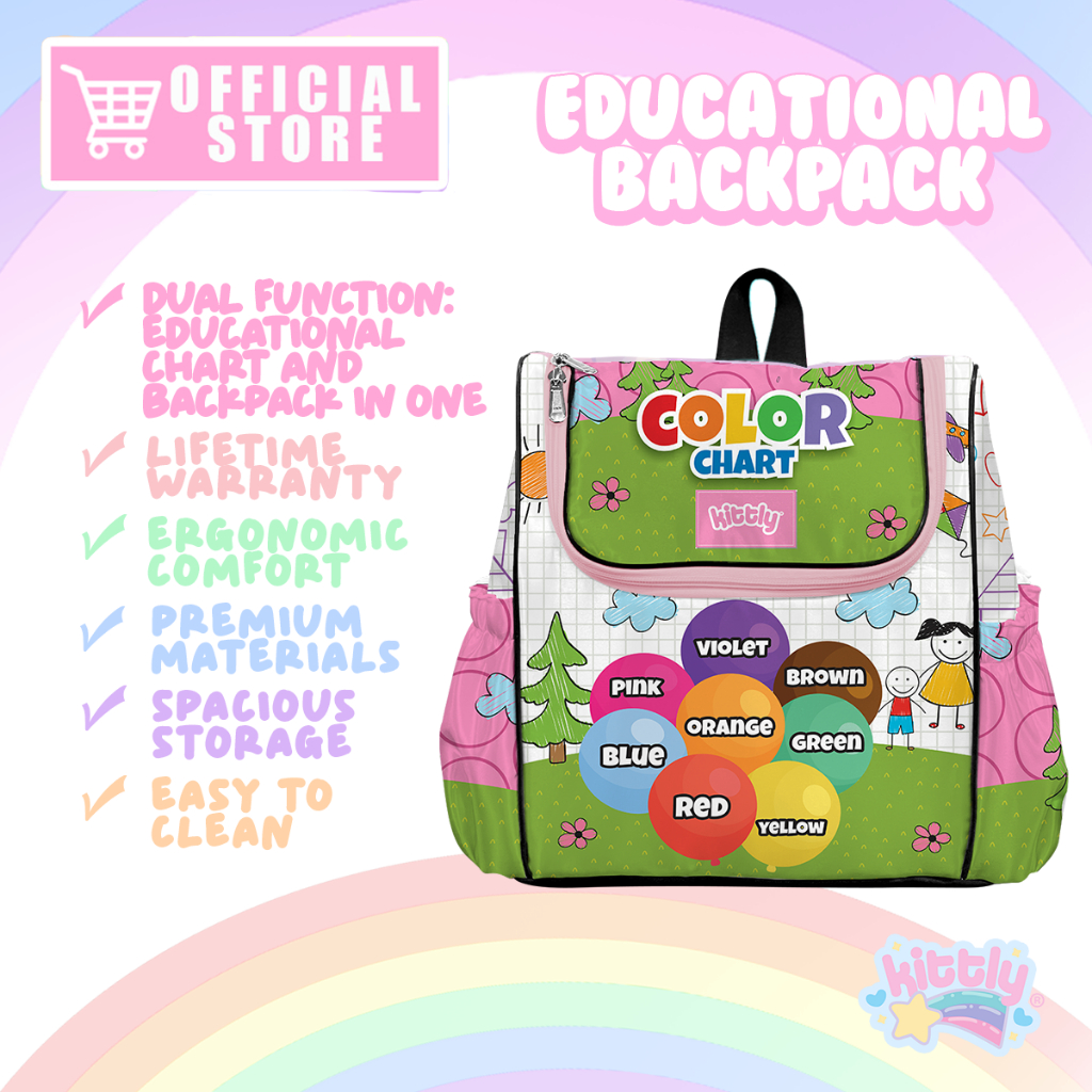 Kittly Premium Educational Backpack For Kids Pink Collection School