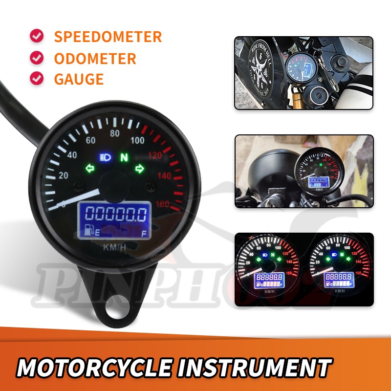 Motorcycle Speedometer Digital LCD Odometer Gauge Multifunction