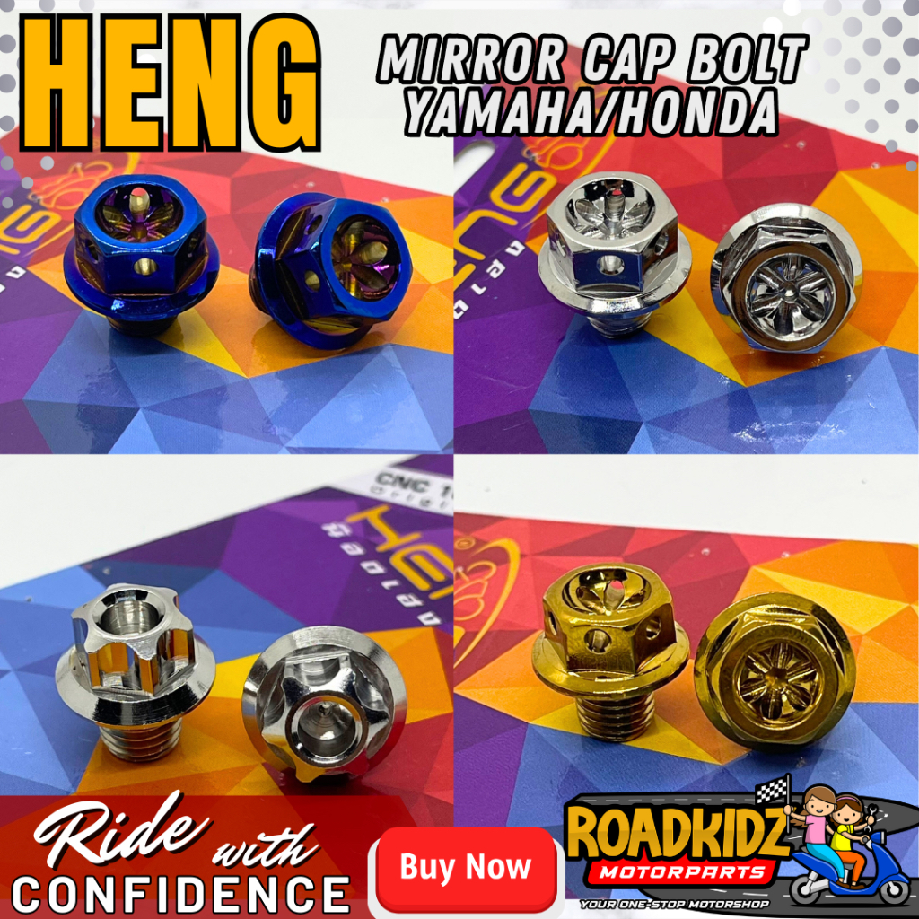 HENG SIDE MIRROR CAP BOLTS YAMAHA/HONDA (SIDE MIRROR BOLT) Shopee