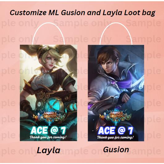 Gusion and Layla Mobile Legends Character Loot bag customize or