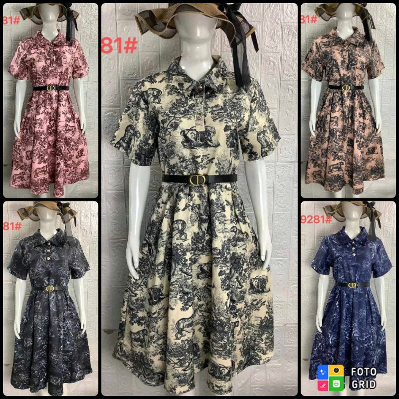 DIOR TOILE DE JOUY DRESS WITH BELT Shopee Philippines