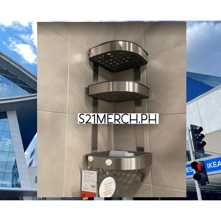 IKEA Authentic BROGRUND Corner wall shelf unit, stainless steel, 19x58 CM Shopee Philippines