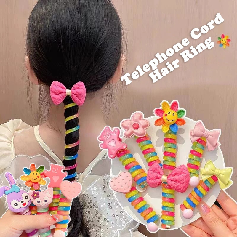 Kids Coil Rubber Band Hair Rope High Ponytail Hair Tie Fashion ...