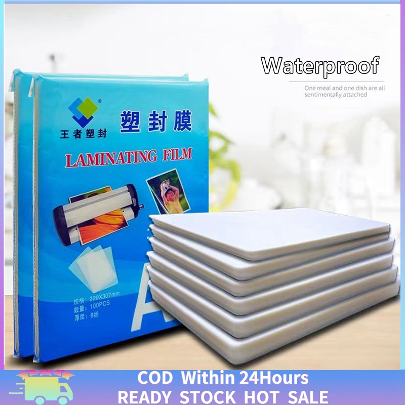 100sheets Waterproof Laminating Film A4 Size 50Mic Protection for Photo