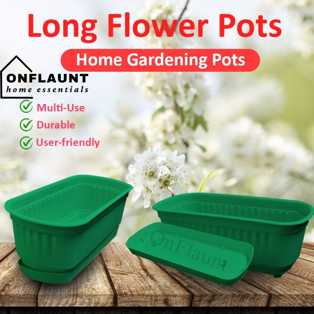 OnFlaunt Plastic Long Rectangular Plant Pot For Gardening Flower