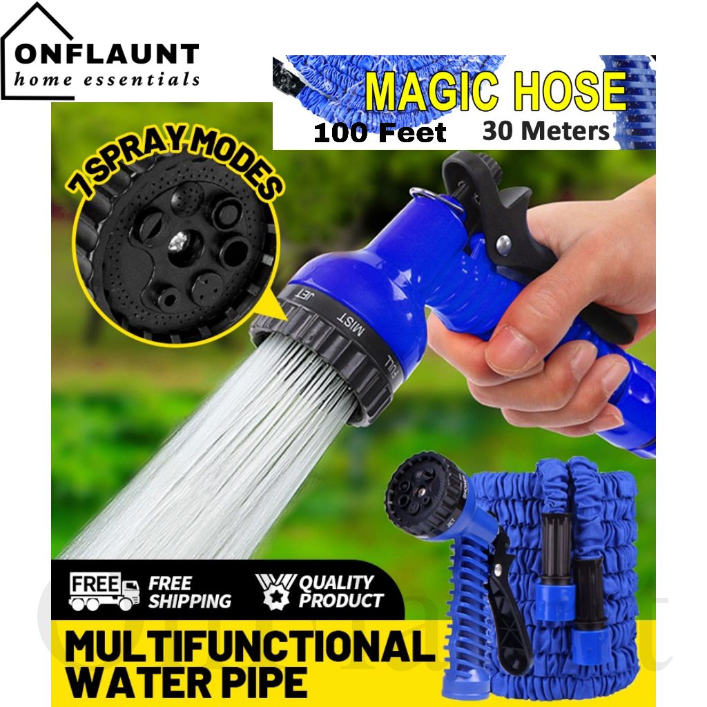 OnFlaunt 100FT Magic Garden Hose High Pressure Water Gun Expandable and
