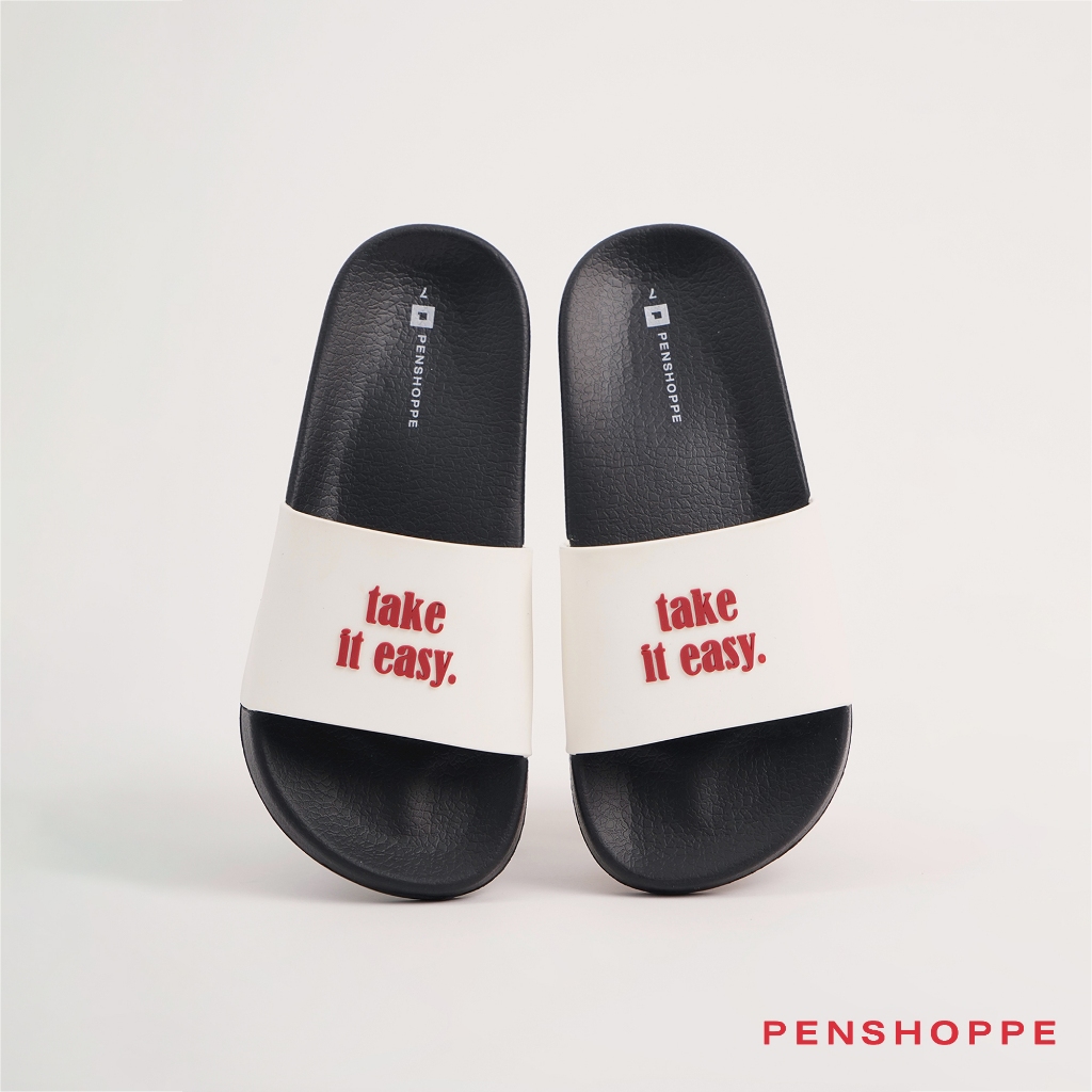 Penshoppe All Rubber Band Slides Slippers With Text For Women