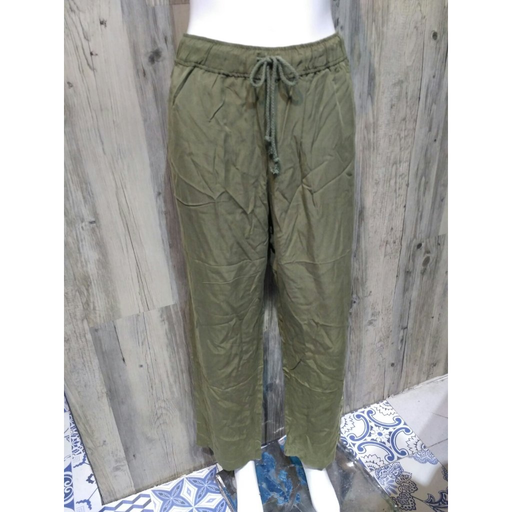 Mango Basics Drawstring Unisex Pants Army Green Factory Overruns Shopee Philippines