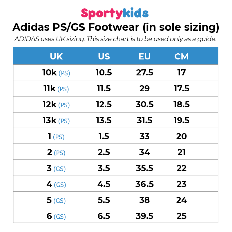 Adidas kids size guide hotsell