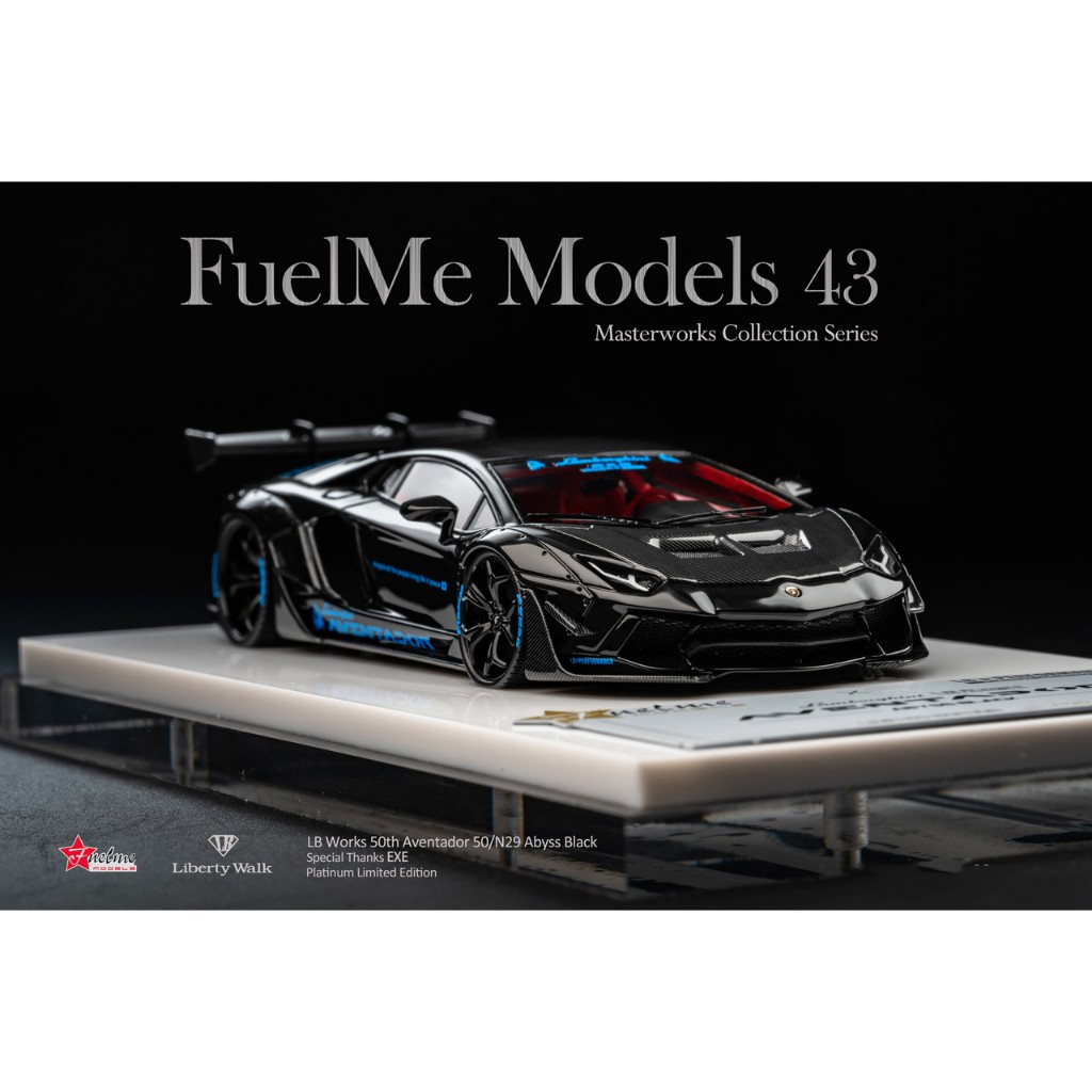 FuelMe 1:43 Lamborghini LBWK Aventador Abyss Black Resin Scale Car