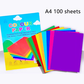 100 Sheets Multicolor Card Papers, Random Color Printer Paper A4 70gsm  Fluorescent Construction Paper For Printing, Origami
