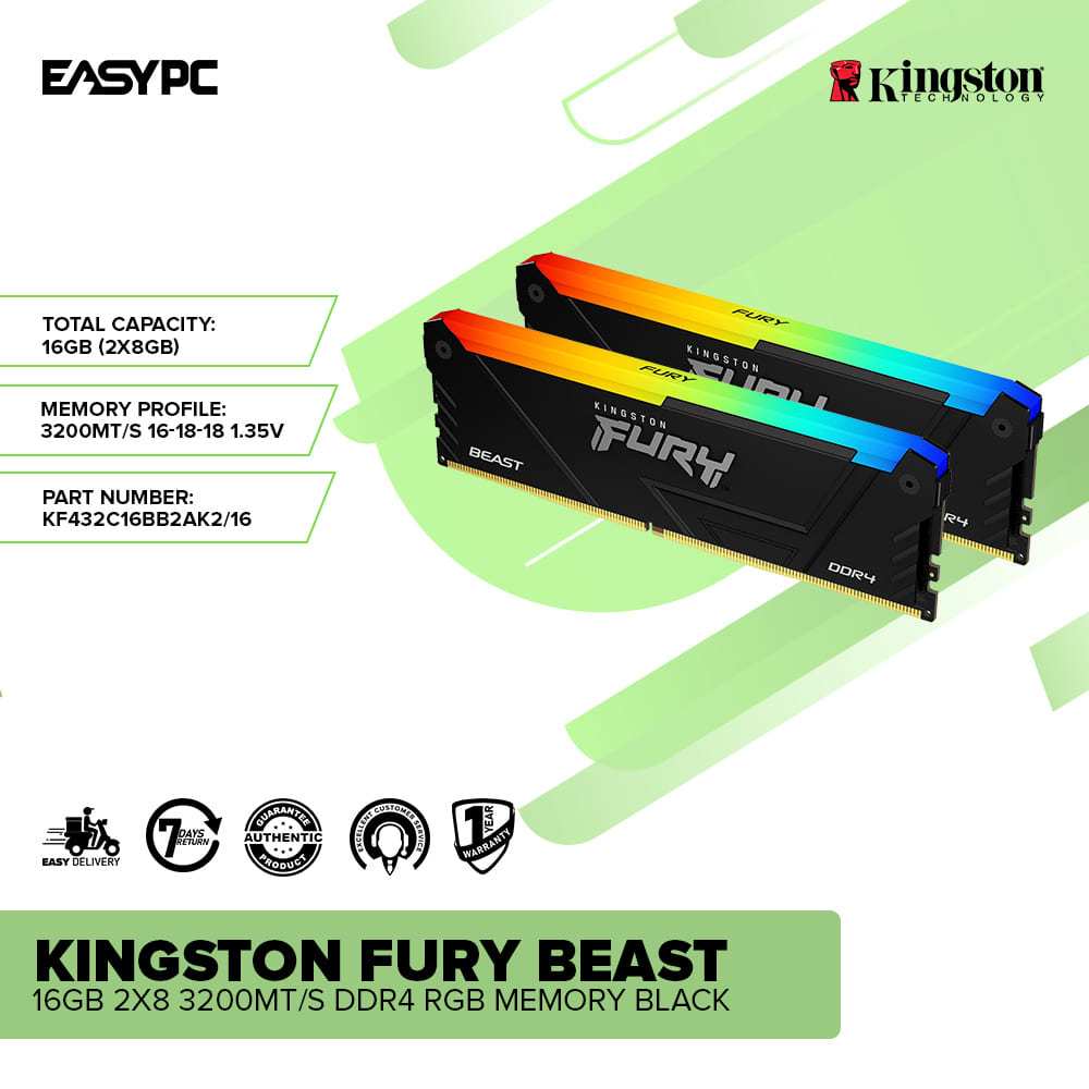 Kingston Technology FURY 16GB 3200MT/s DDR4 CL16 DIMM Beast RGB