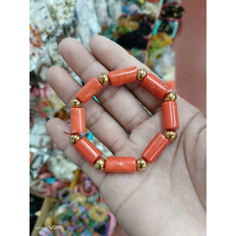 Orange coral bracelet deals