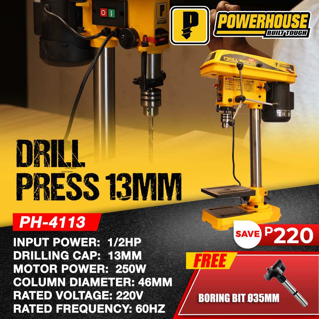 POWERHOUSE Industrial Bench Drill Press Machine 13mm 1/2HP Pure Copper