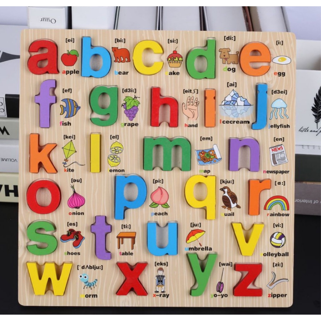 kkaabb ABC Alphabet Digital Puzzle Wooden Toys Kid Number Letter shape ...