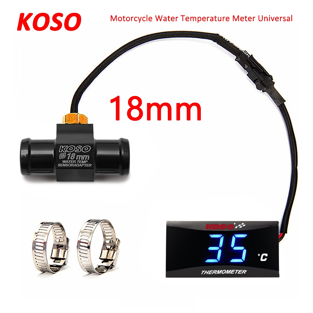 KOSO Motorcycle Water Temperature Meter Digital Heat Temp Gauge Sensor ...