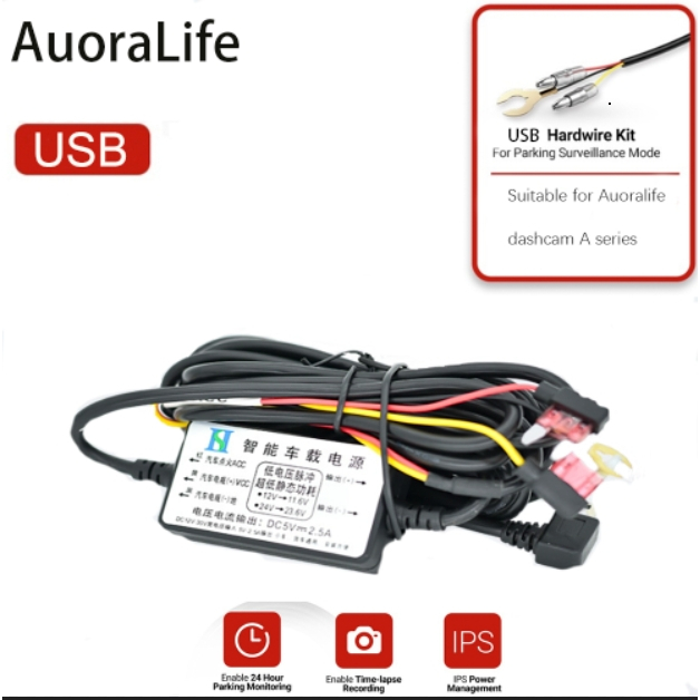 Auoralife Micro USB parking monitoring cable for Aseries hardwire kit