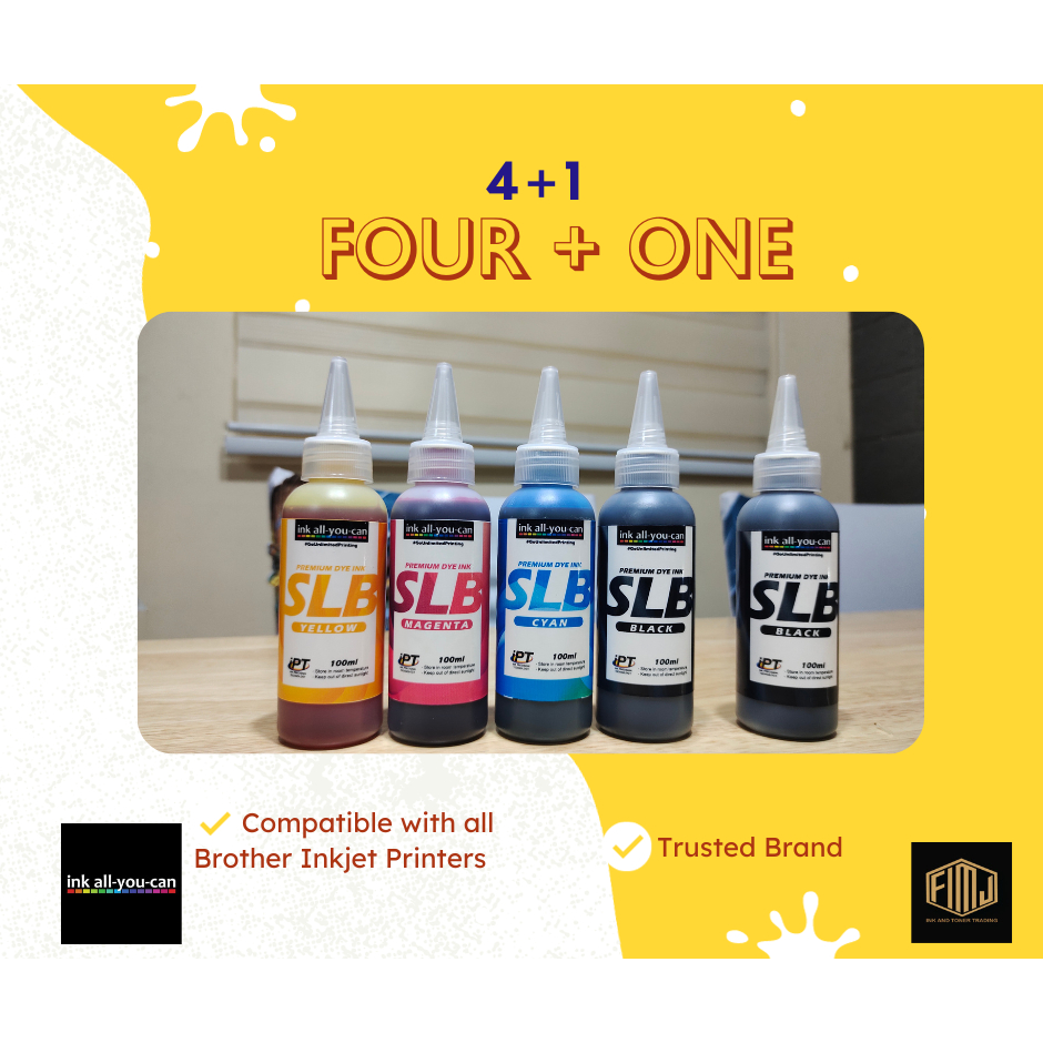 [FOUR + ONE] Ink All You Can SLB Dye Inks for Brother, 100ml Shopee