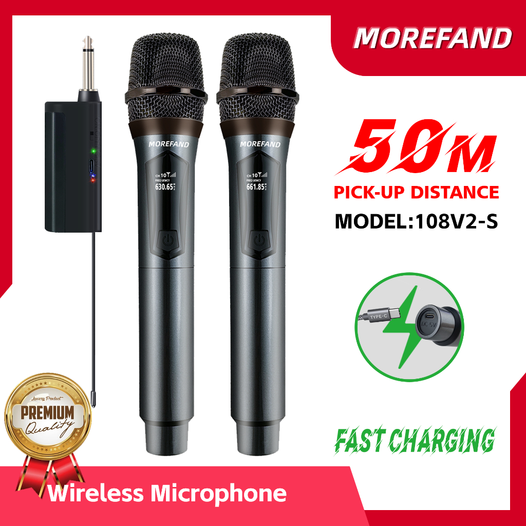 108V1 SWireless microphone rechargeable for speaker power