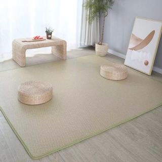 1pc, Large Japanese Tatami Floor Mat, Natural Rattan Non-Slip Breathable  Area Rug, Summer Foldable Floor Sleeping Mat Indoor Floor Carpet For Living  R