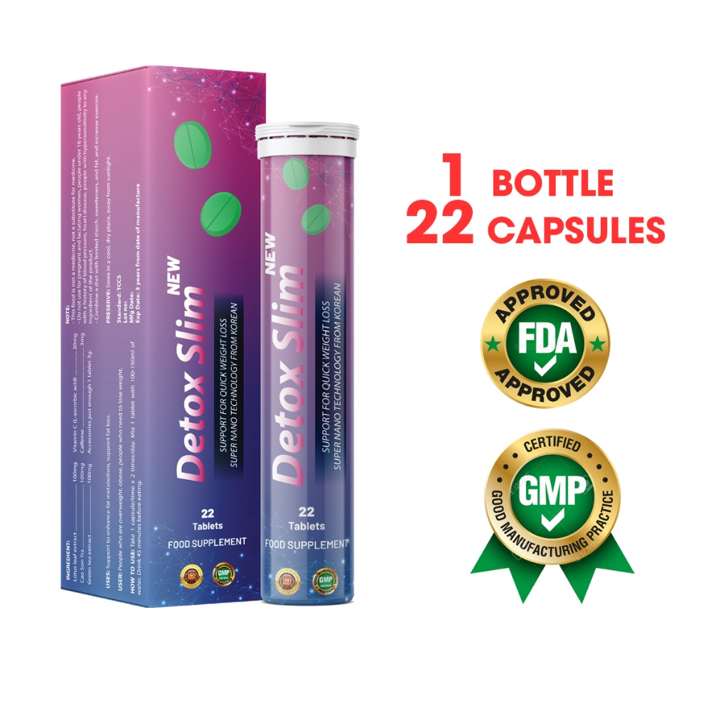 Original Detox Slim Slimming Effervescent Tablets 1 box = 22 Tablets