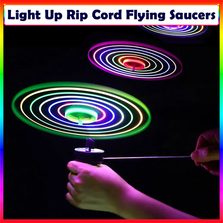 Toy Flying Saucer UFO Led Light Plastic Hand Push Wind Up Flying Toy Random Color Shopee