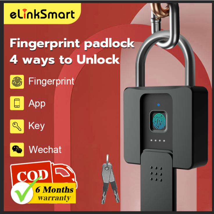 Waterproof Padlock Smart Fingerprint Padlock With Key Heavy Duty Door