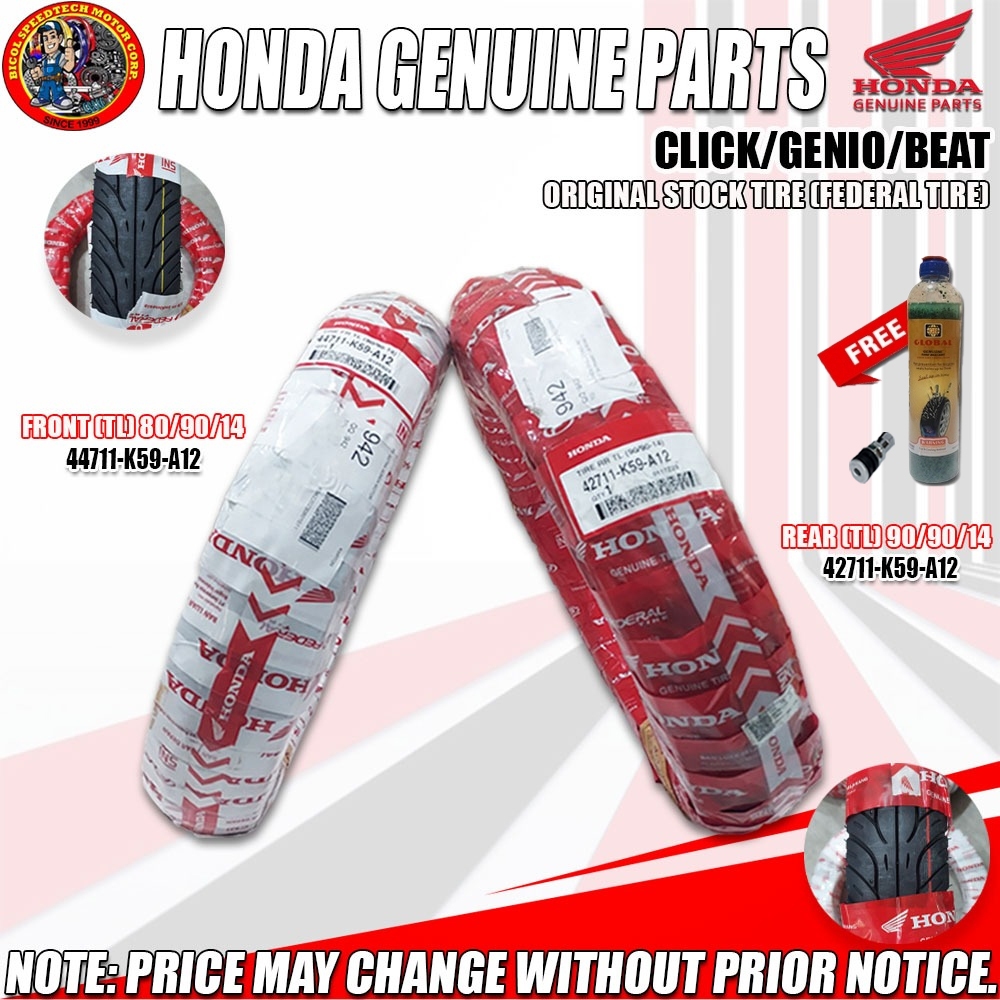 Original Stock Tire for Honda CLICK 125 ,150 /BEAT/GENIO (Federal Tire) (1 FREE TIRE SEALANT