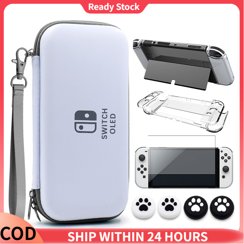 Nintendo Switch OLED Storage Carry Bag Accessories Kit PC Clear Cover Case  Screen Protector Grips