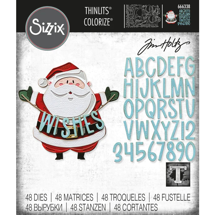 Sizzix Thinlits Dies By Tim Holtz 49 Pc Santa Greetings Colorize ...