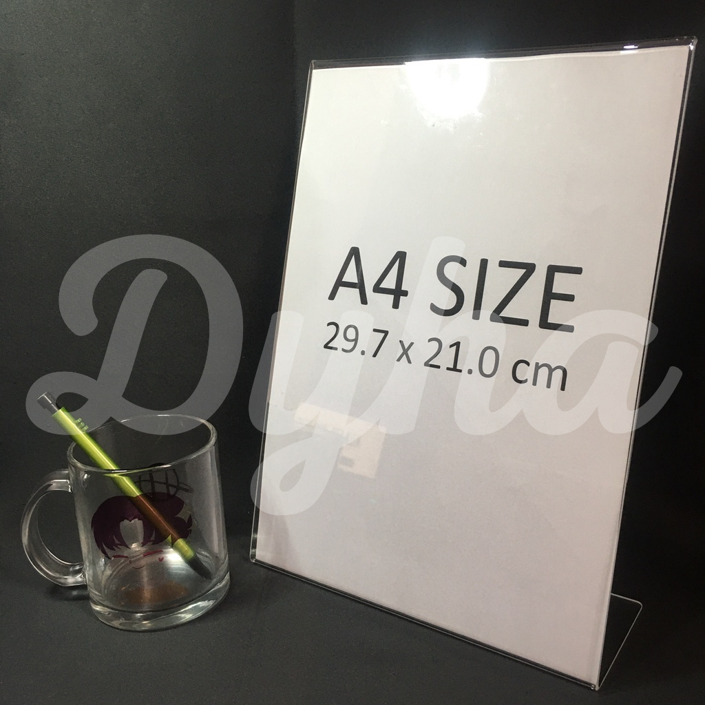 50pcs Clear Acrylic Stand [A4 size, single/slant/L type PORTRAIT] Sign