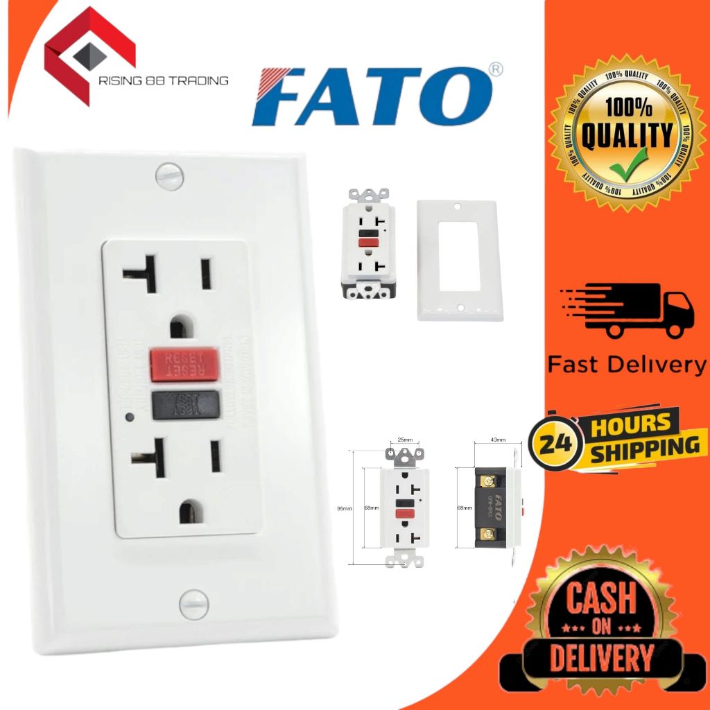 GFCI Safety outlet 20A TRUE RATED 250V Universal outlet with ground