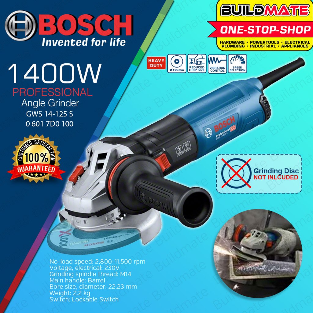 BUILDMATE Bosch 5" Inch 1400W Electric Angle Grinder Grinding Machine Wood Cutting GWS 14125 S