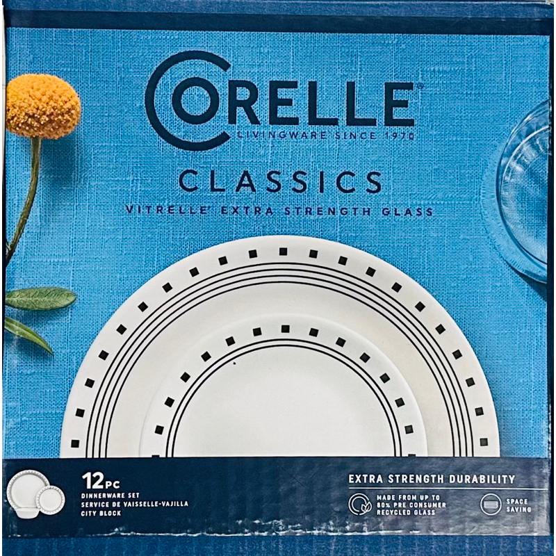 Corelle City Block Livingware 12pcs Set (Plates/Saucers/Bowls) Shopee