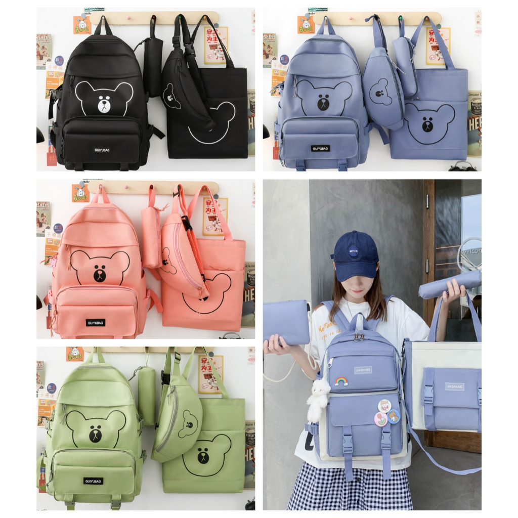 Buy 1 Take 4 School Bag for girl highschool Student Casual Travel 4 in ...