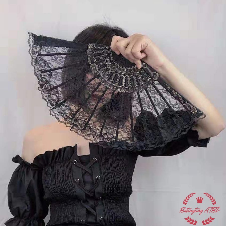 【BTT】Ladies Folding Lace Hand Fan style gentle and elegance | Shopee ...