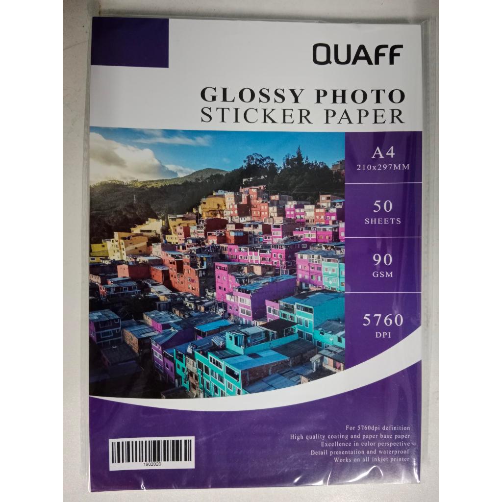 QUAFF Inkjet Photo Sticker Paper Glossy 135GSM 90GSM A4 Size 20 50